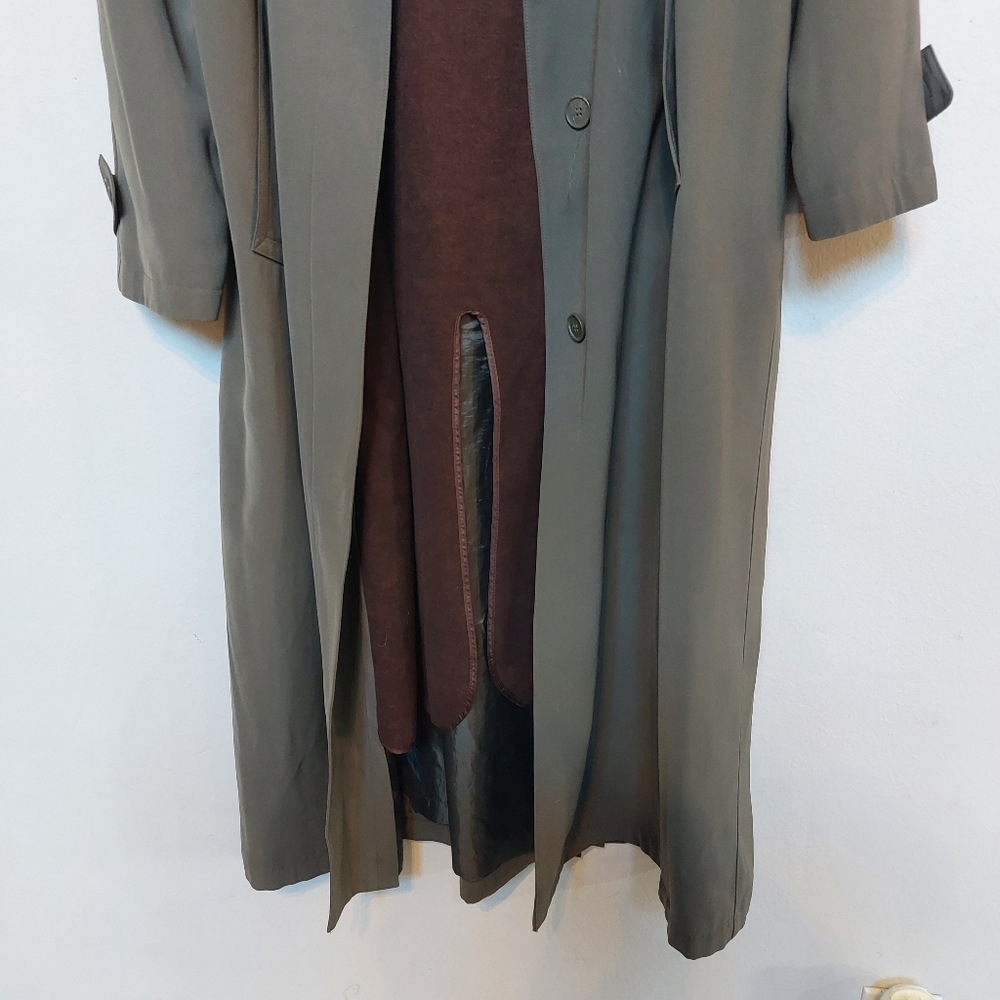 Anne Kline Olive Green Trench Coat Size 8 - Picture 8 of 16